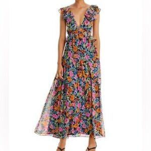 Aqua Maxi Floral Dress